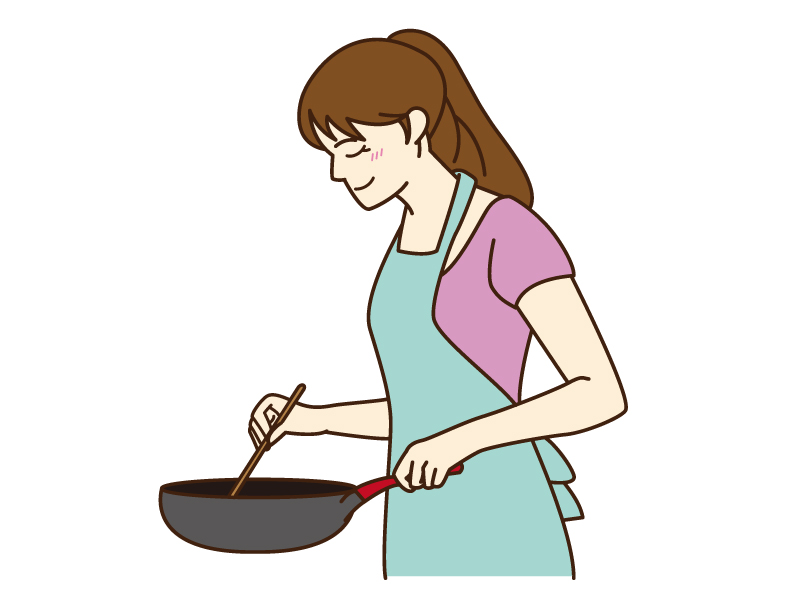 料理をしている女性のイラスト素材02