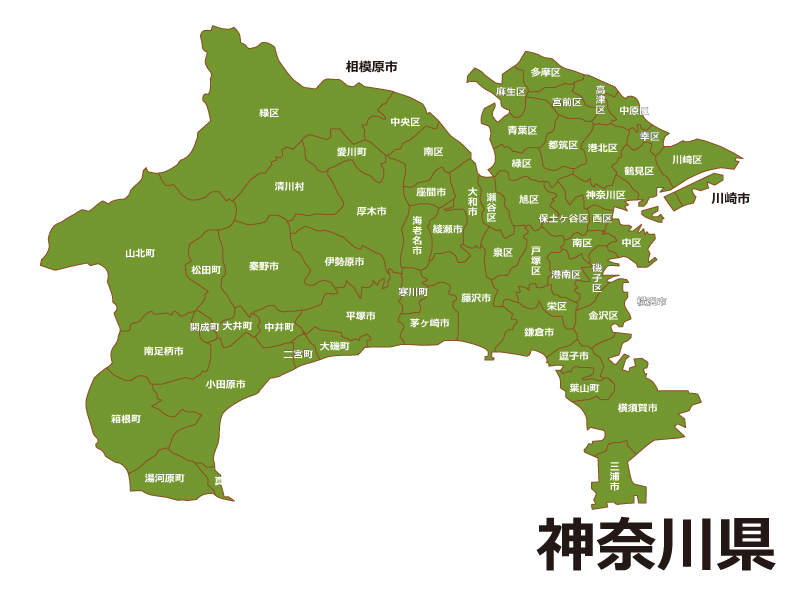神奈川県（市区町村別）の地図イラスト素材