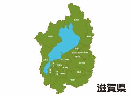 滋賀県（市町村別）の地図イラスト素材