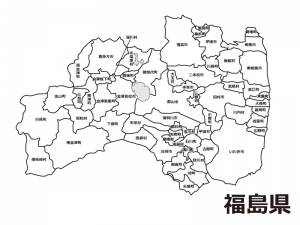 福島県 市町村別 の白地図のイラスト素材 イラスト無料 かわいいテンプレート