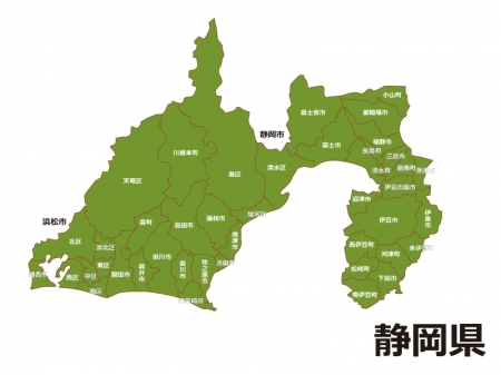 静岡県（市区町村別）の地図イラスト素材