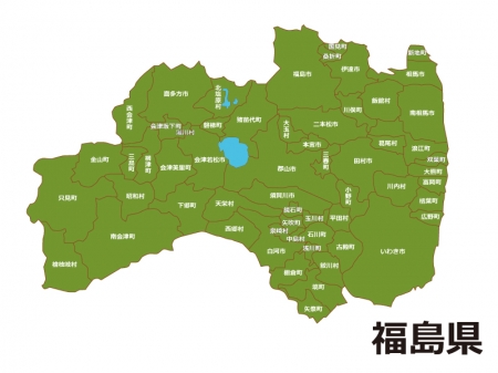 福島県（市町村別）の地図イラスト素材