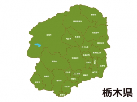 栃木県（市町村別）の地図イラスト素材