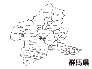 群馬県 市町村別 の白地図のイラスト素材 イラスト無料 かわいいテンプレート