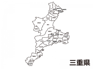 三重県 市町村別 の白地図のイラスト素材 イラスト無料 かわいいテンプレート