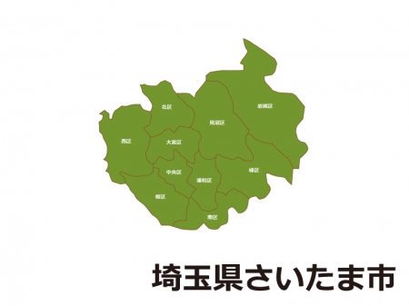 埼玉県さいたま市（区別）の地図イラスト素材