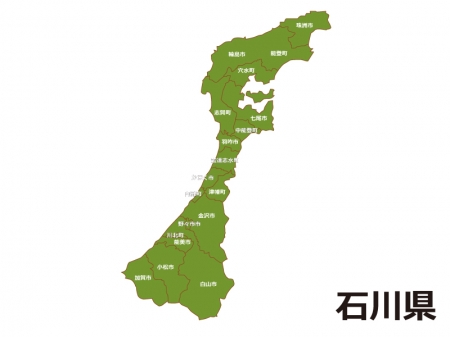 石川県（市町村別）の地図イラスト素材