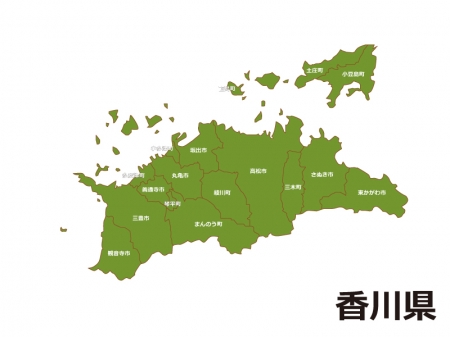 香川県（市町村別）の地図イラスト素材