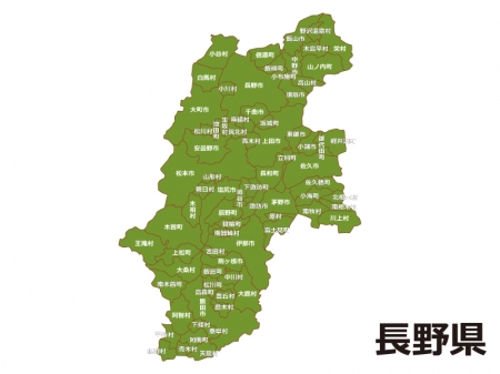 長野県（市町村別）の地図イラスト素材