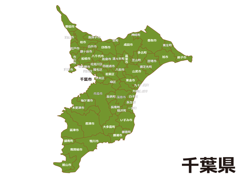 千葉県（市区町村別）の地図イラスト素材