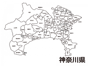 神奈川県 市区町村別 の白地図のイラスト素材 イラスト無料 かわいいテンプレート