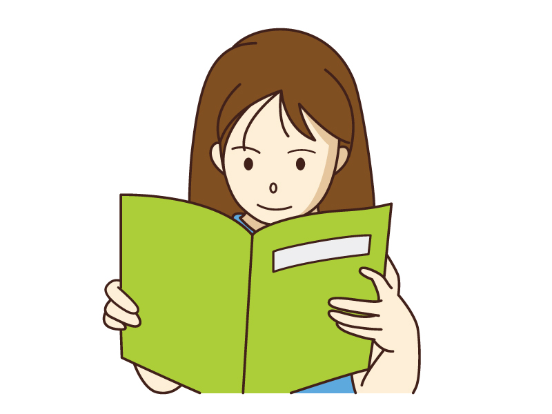 女性が本を読んでいるシーンのイラスト