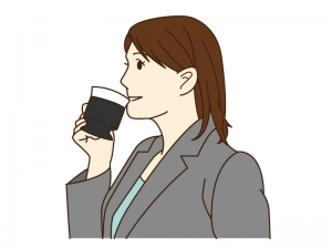 コーヒーを飲んでいるシーンのイラスト イラスト無料 かわいいテンプレート