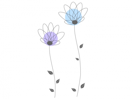 青色と紫色の小花のイラスト