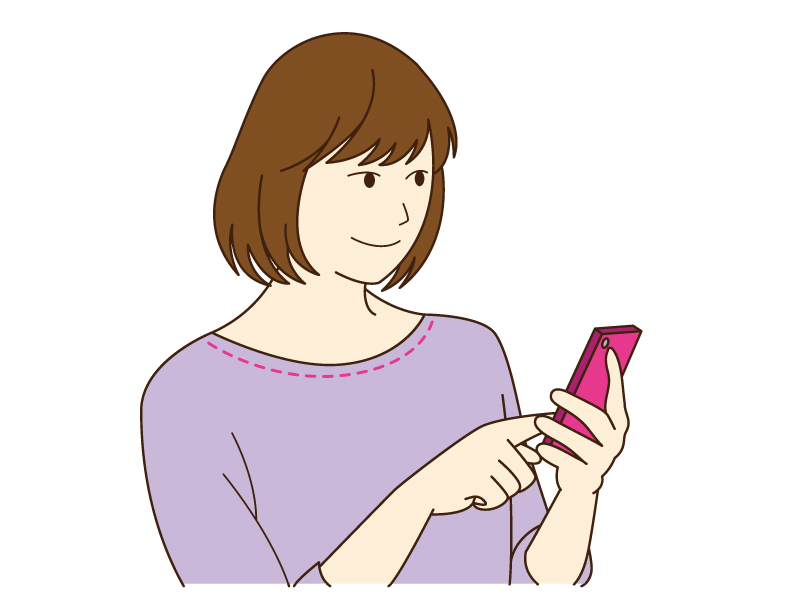 スマホを操作している女性のイラスト