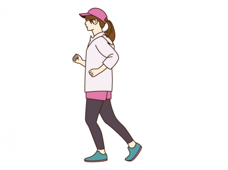 女性がジョギング（マラソン）をしているシーンのイラスト