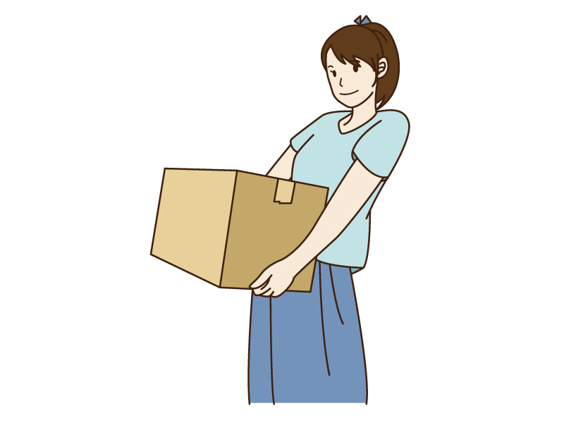 引っ越しで荷物を運んでいる女性のイラスト02