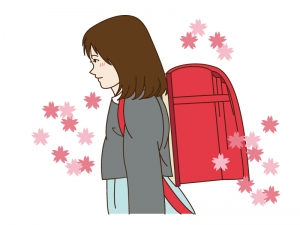 小学生の女の子と桜のイラスト イラスト無料 かわいいテンプレート