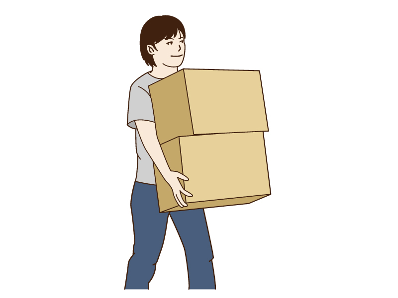 引っ越しで荷物を運んでいる男性のイラスト