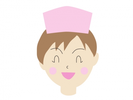 笑顔で喜んでいる表情の女性の看護師さんのイラスト