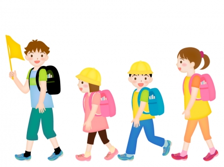 小学生の集団登校のイラスト