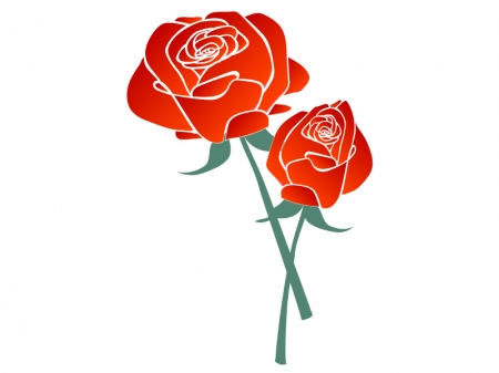 二輪の赤いバラのイラスト