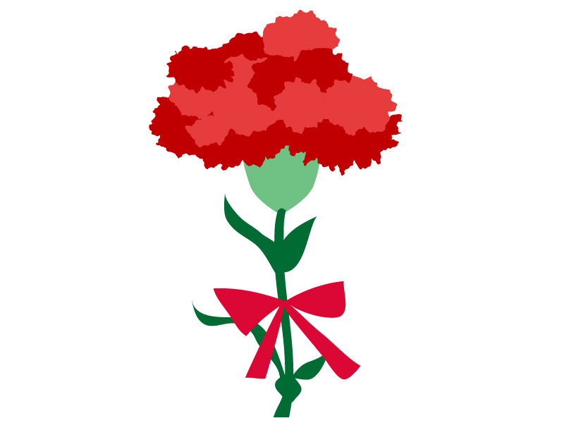 赤いカーネーションの花束のイラスト