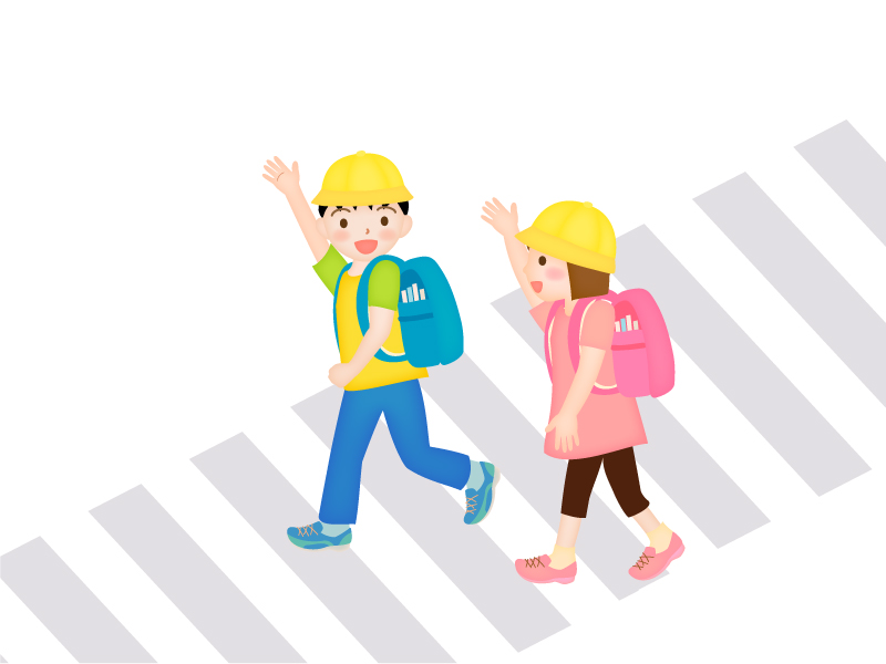 横断歩道を渡る子どものイラスト