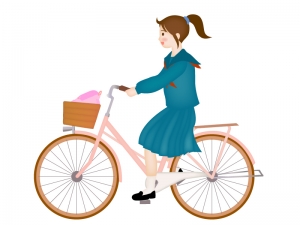自転車で通学する女子高生のイラスト イラスト無料 かわいいテンプレート