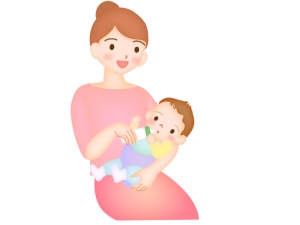 赤ちゃんにミルクをあげるママのイラスト イラスト無料 かわいい
