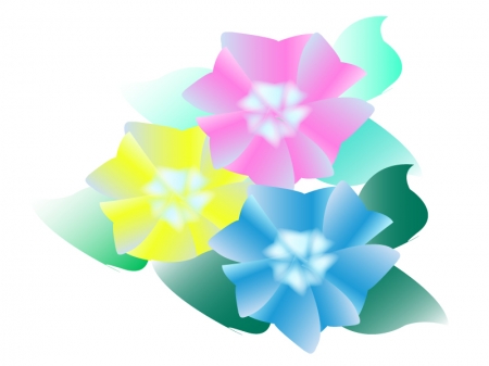 三色の紫陽花のイラスト