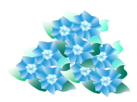 三輪の青色の紫陽花のイラスト