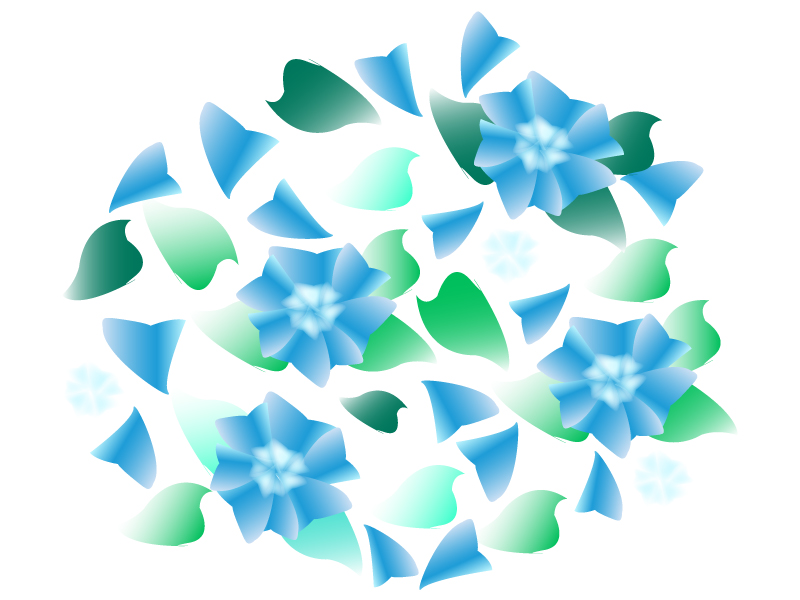 たくさんの青い紫陽花のイラスト
