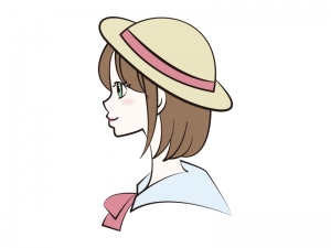 帽子をかぶった女性の横顔のイラスト イラスト無料 かわいい