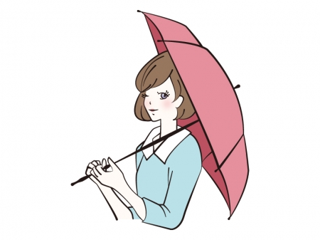 傘をさす女性のイラスト