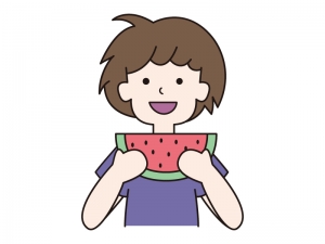 スイカを食べる男の子のイラスト イラスト無料 かわいいテンプレート