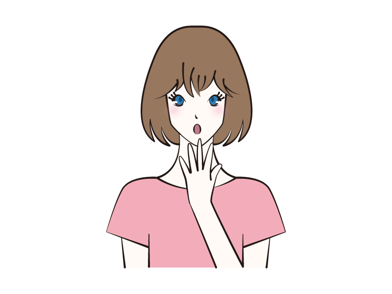 驚いた表情の女性のイラスト