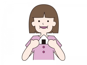 おにぎりを食べている女の子のイラスト イラスト無料 かわいいテンプレート