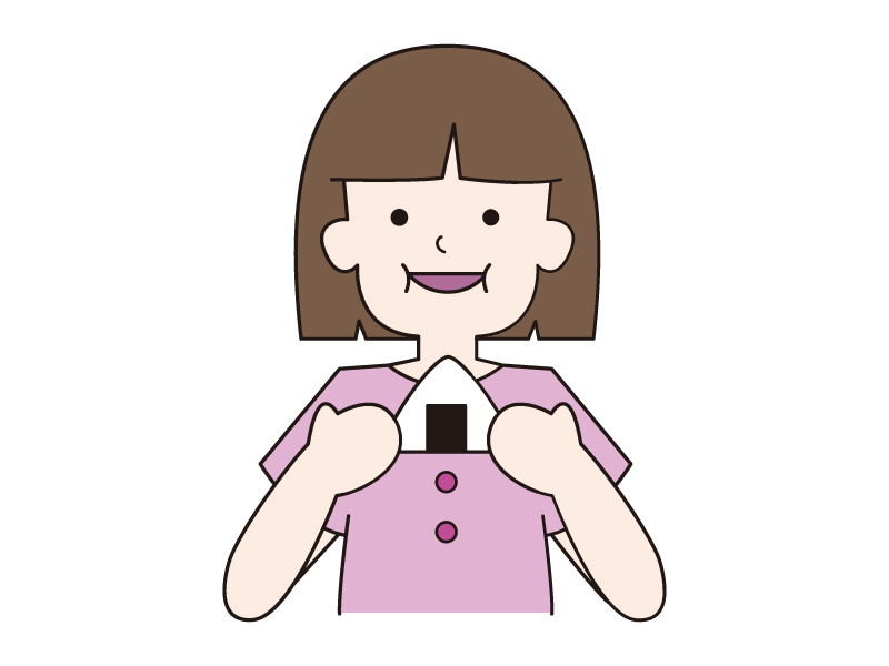 おにぎりを食べている女の子のイラスト イラスト無料 かわいいテンプレート