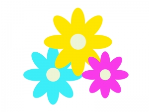 三色の小花のイラスト イラスト無料 かわいいテンプレート