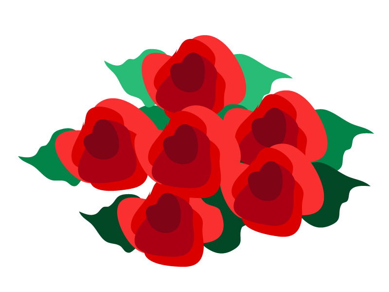 たくさんの赤いバラのイラスト