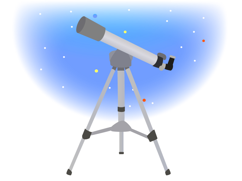 天体望遠鏡と夜空のイラスト