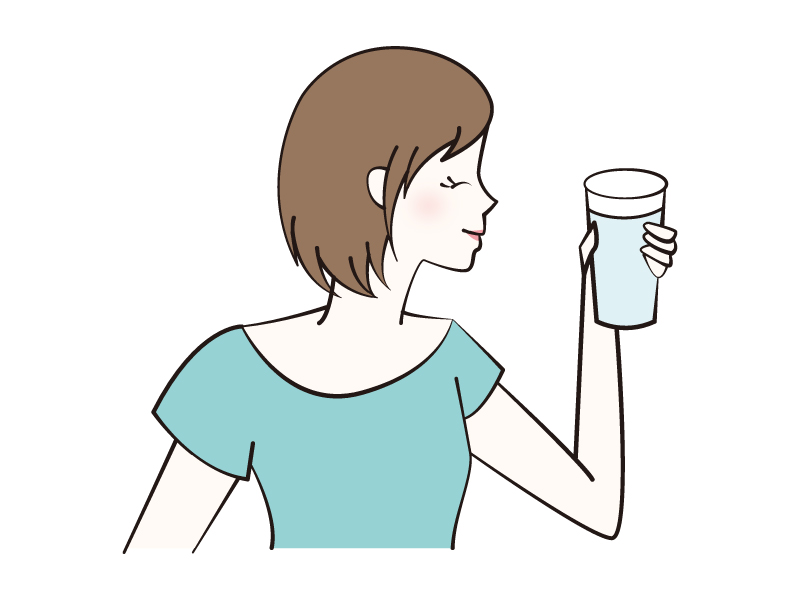 水を飲む女性のイラスト