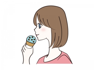 チョコミントアイスを食べる女性のイラスト イラスト無料 かわいい