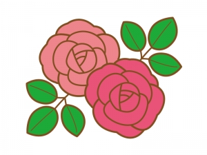 ポップなピンク色と赤色のバラのイラスト イラスト無料 かわいい