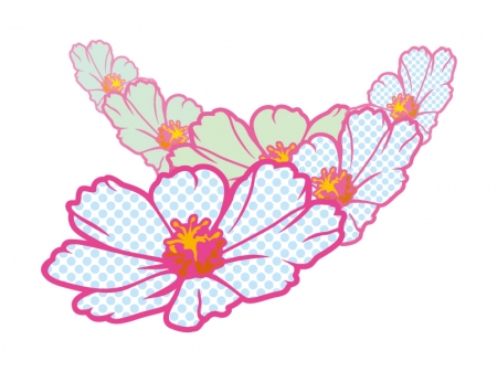 水玉模様にしたコスモス（秋桜）のイラスト
