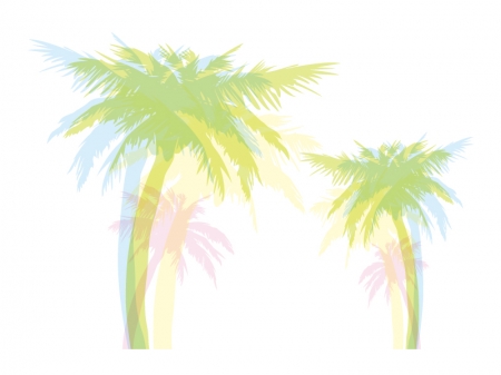 椰子の木の色付きシルエットのイラスト02
