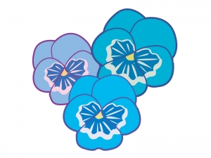 三輪の青いパンジーの花のイラスト イラスト無料 かわいいテンプレート