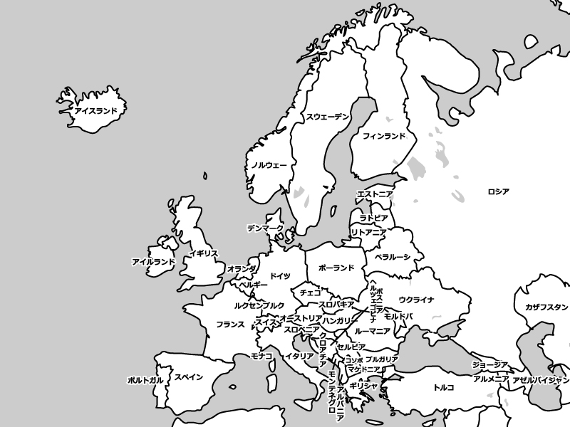ヨーロッパ（欧州）の白地図イラスト素材