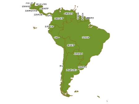 南アメリカ（南米）の地図イラスト素材
